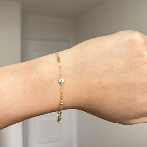 Gold plated 925 sterling silver Moissanite bracelet dainty satellite chain